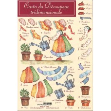 CARTA DA DECOUPAGE TRIDIMENSIONALE BIMBA CON VASI - DFD09 - STAMPERIA